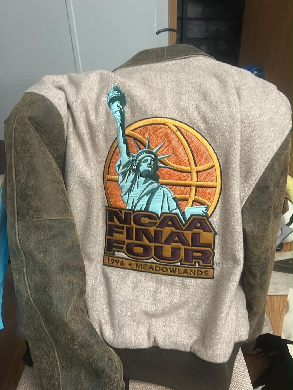 Vintage NCAA Final Four 1996 Varsity Bomber Jacket - Beige & Olive